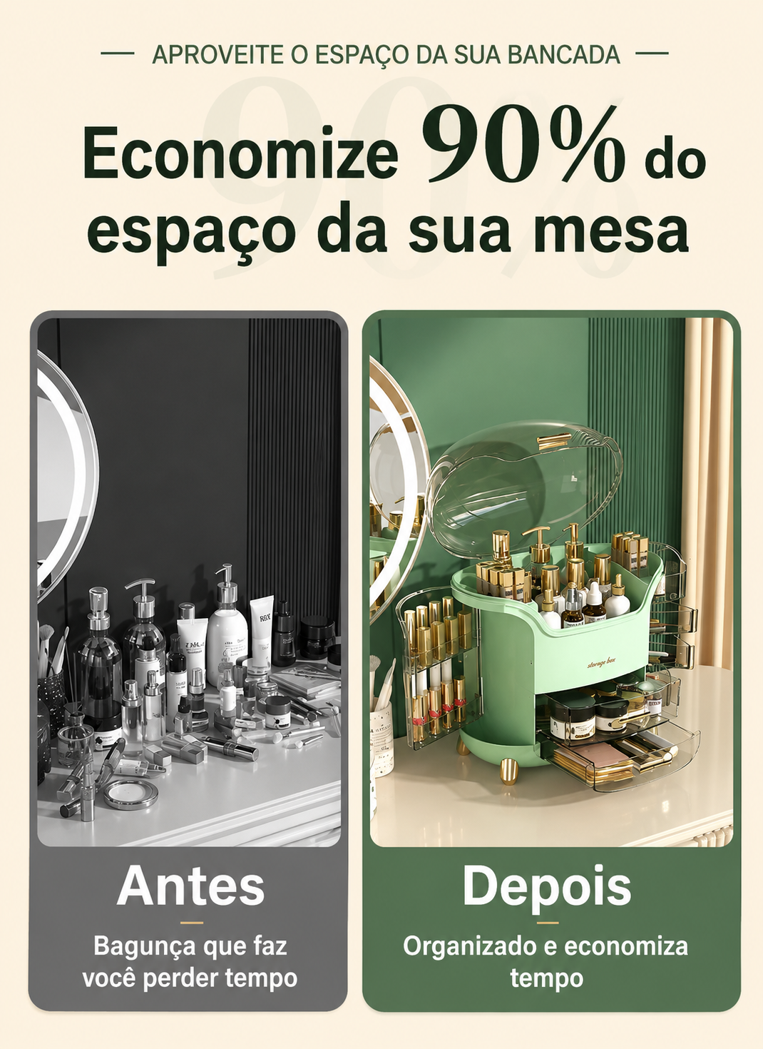 Organizador de Maquiagem em Acrílico — Cosméticos, Joias e Acessórios para Mesa e Banheiro