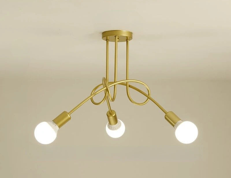 Lustre Retrô de Ferro Forjado LED — Luminária de Teto Preta e Branca para Sala