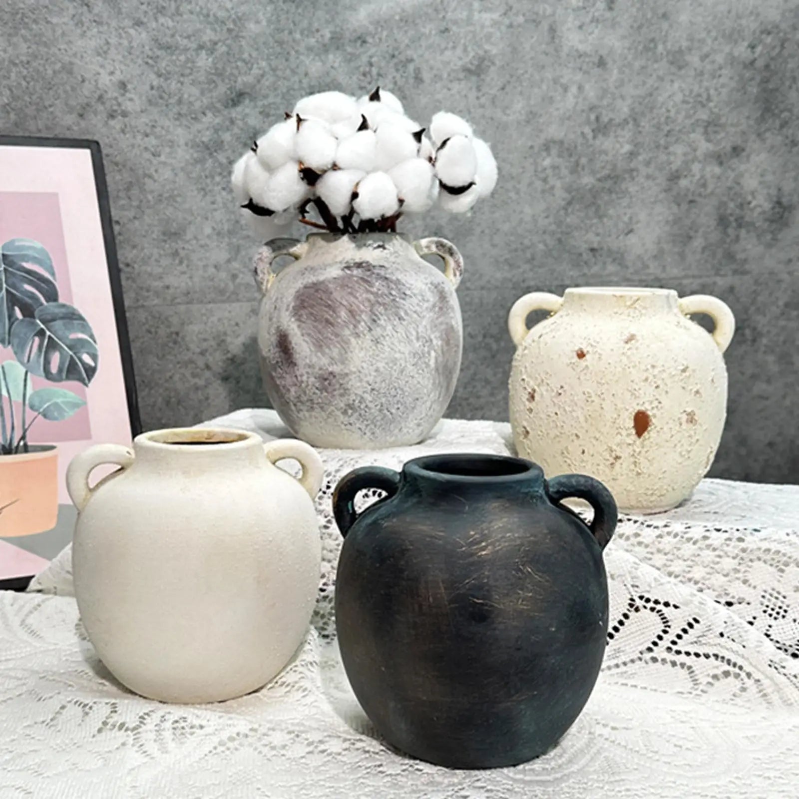 Vaso Cerâmica Wabi Sabi Artesanal Rústico — Para Flores na Entrada, Sala e Estante