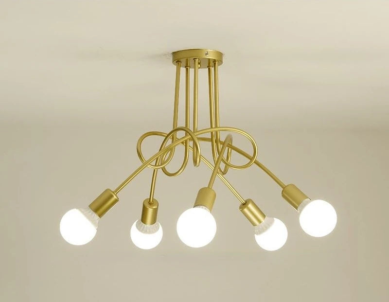 Lustre Retrô de Ferro Forjado LED — Luminária de Teto Preta e Branca para Sala