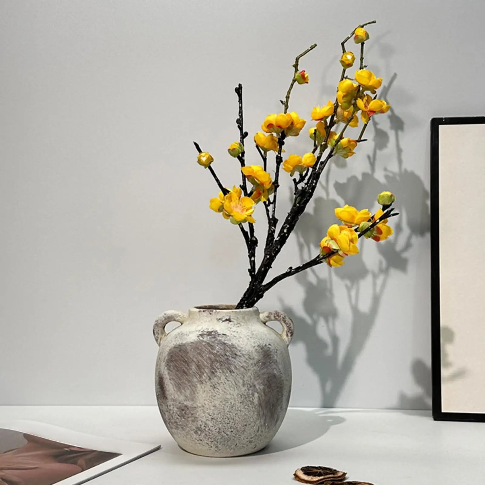 Vaso Cerâmica Wabi Sabi Artesanal Rústico — Para Flores na Entrada, Sala e Estante