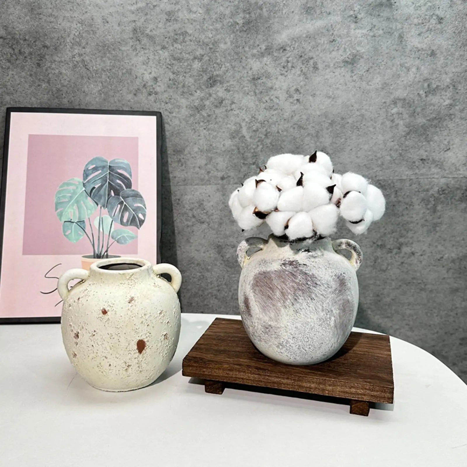 Vaso Cerâmica Wabi Sabi Artesanal Rústico — Para Flores na Entrada, Sala e Estante