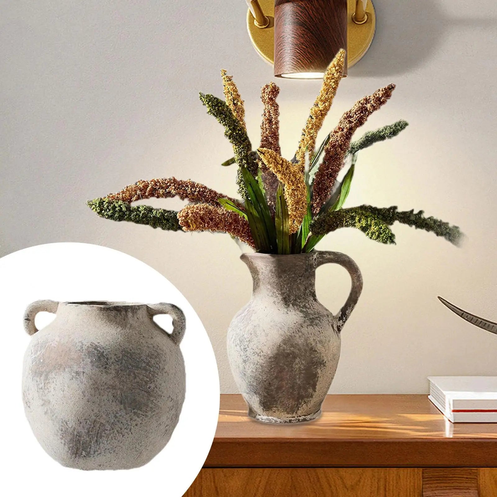 Vaso Cerâmica Wabi Sabi Artesanal Rústico — Para Flores na Entrada, Sala e Estante
