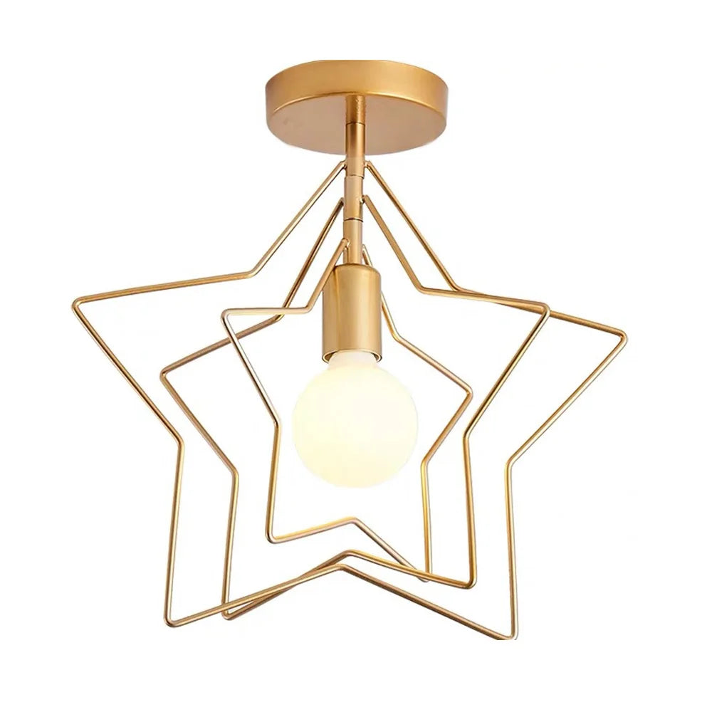 Luminária de Teto Industrial Vintage E27 — Pendente LED Dourado para Bar e Restaurante
