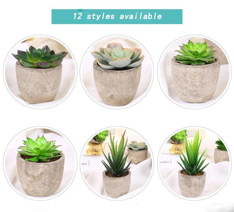 Mini Suculentas Artificiais Bonsai Decorativas — Plantas Pequenas para Mesa e Prateleira