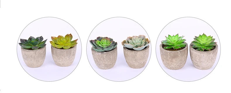 Mini Suculentas Artificiais Bonsai Decorativas — Plantas Pequenas para Mesa e Prateleira