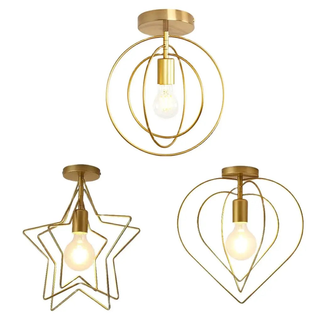 Luminária de Teto Industrial Vintage E27 — Pendente LED Dourado para Bar e Restaurante