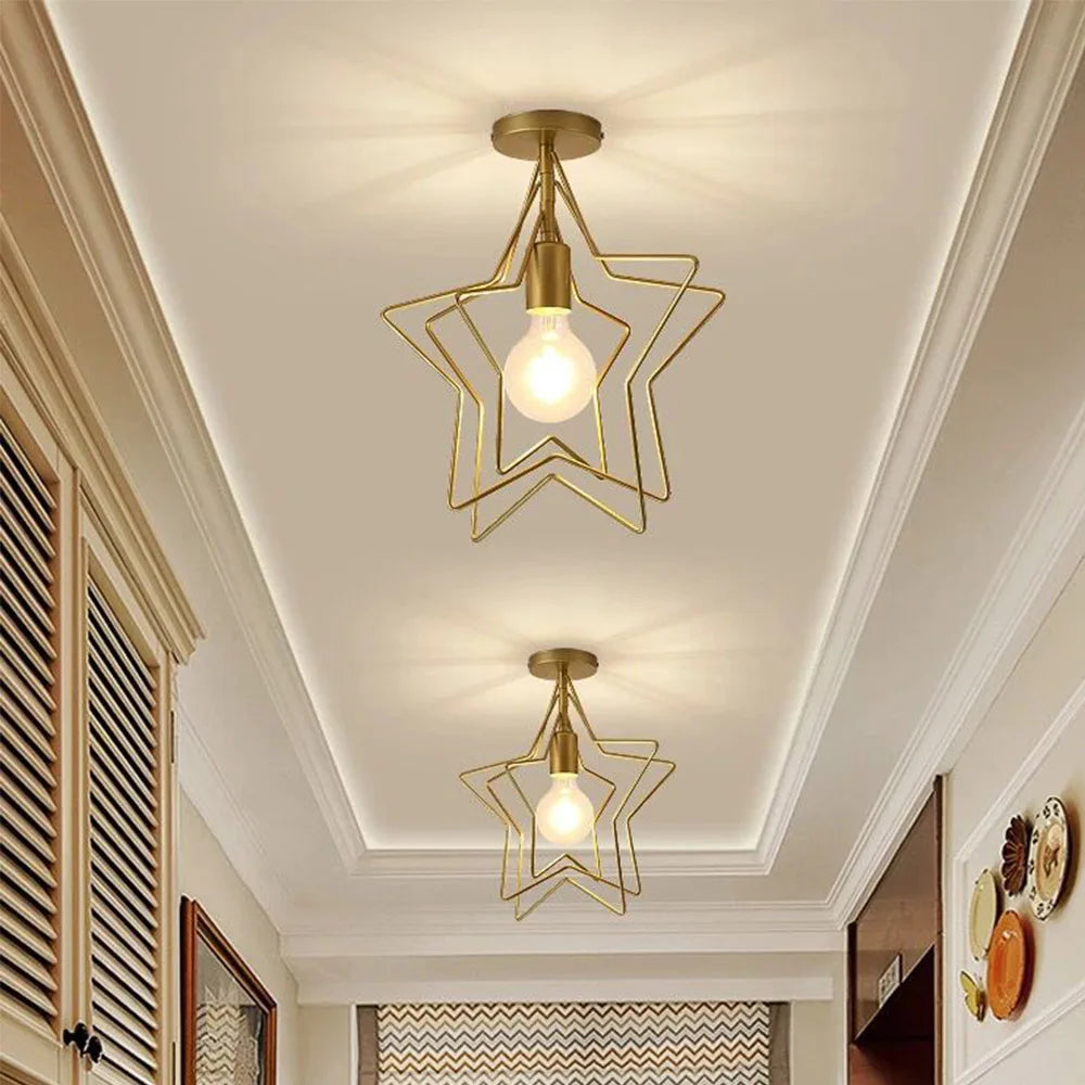 Luminária de Teto Industrial Vintage E27 — Pendente LED Dourado para Bar e Restaurante