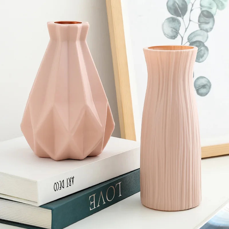 Vaso Plástico Estilo Cerâmica Nórdico — Cesto Decorativo para Mesa, Sala e Quarto