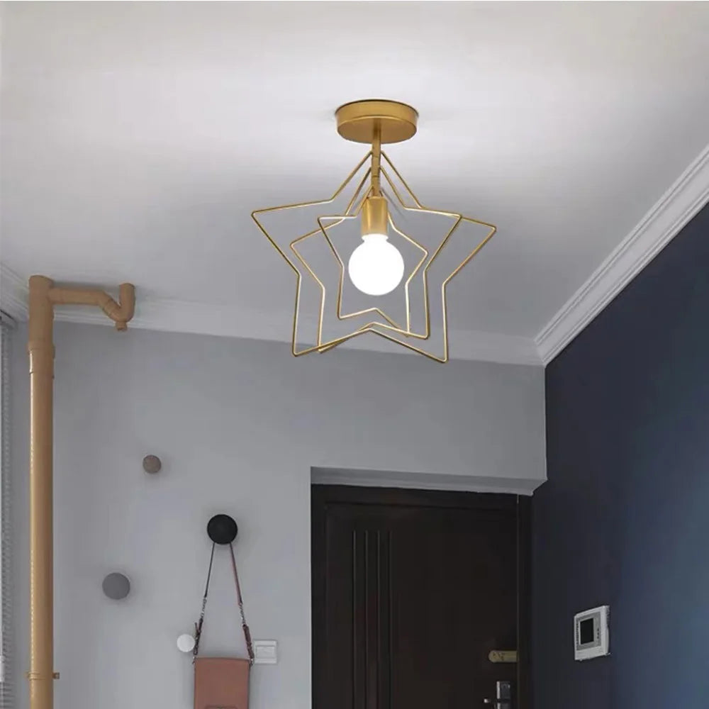Luminária de Teto Industrial Vintage E27 — Pendente LED Dourado para Bar e Restaurante