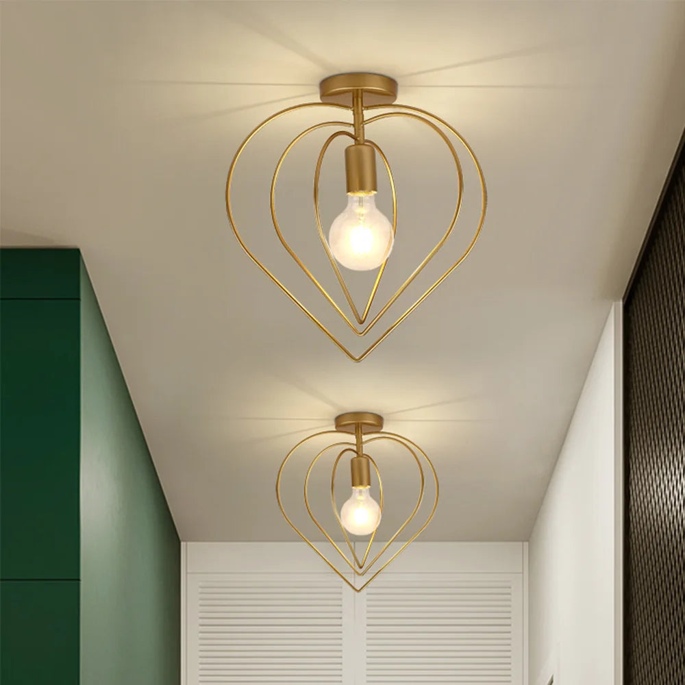 Luminária de Teto Industrial Vintage E27 — Pendente LED Dourado para Bar e Restaurante