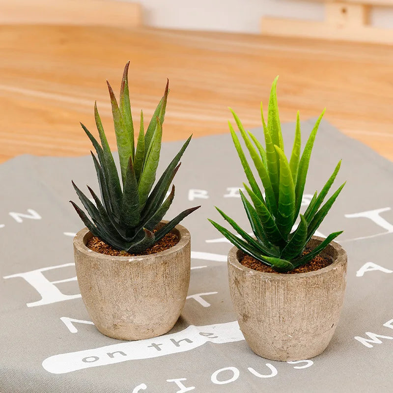 Mini Suculentas Artificiais Bonsai Decorativas — Plantas Pequenas para Mesa e Prateleira