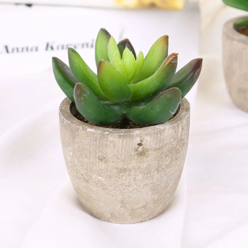 Mini Suculentas Artificiais Bonsai Decorativas — Plantas Pequenas para Mesa e Prateleira