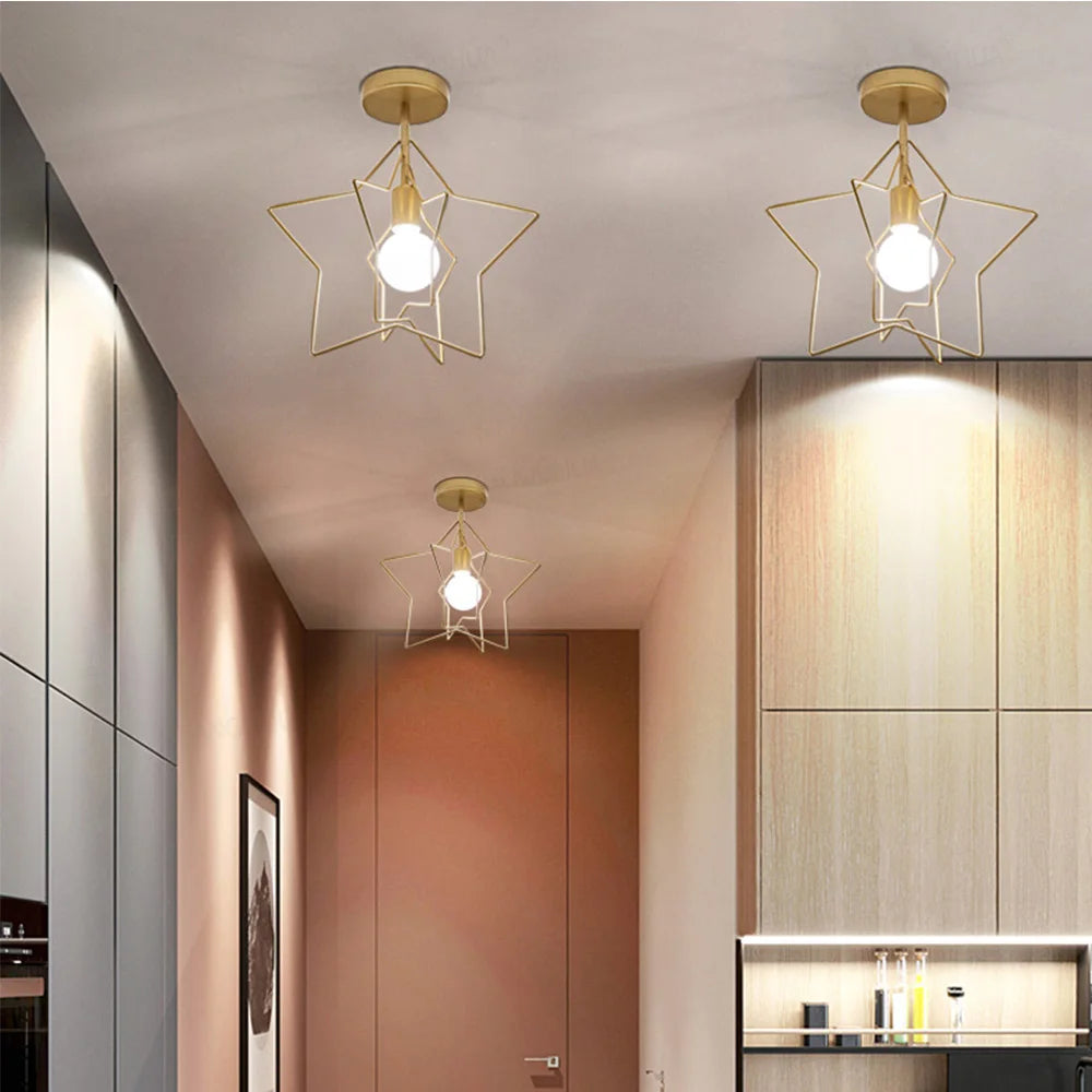 Luminária de Teto Industrial Vintage E27 — Pendente LED Dourado para Bar e Restaurante