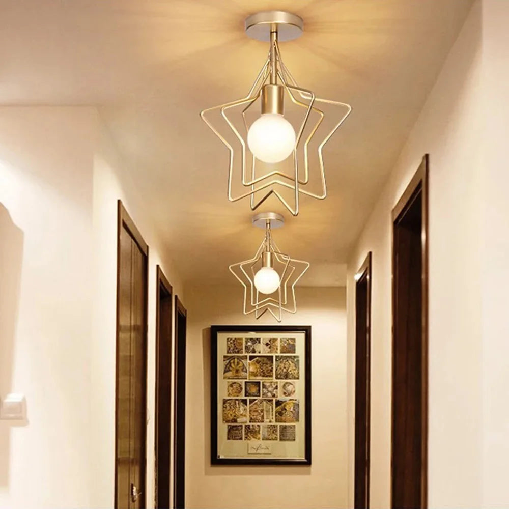 Luminária de Teto Industrial Vintage E27 — Pendente LED Dourado para Bar e Restaurante