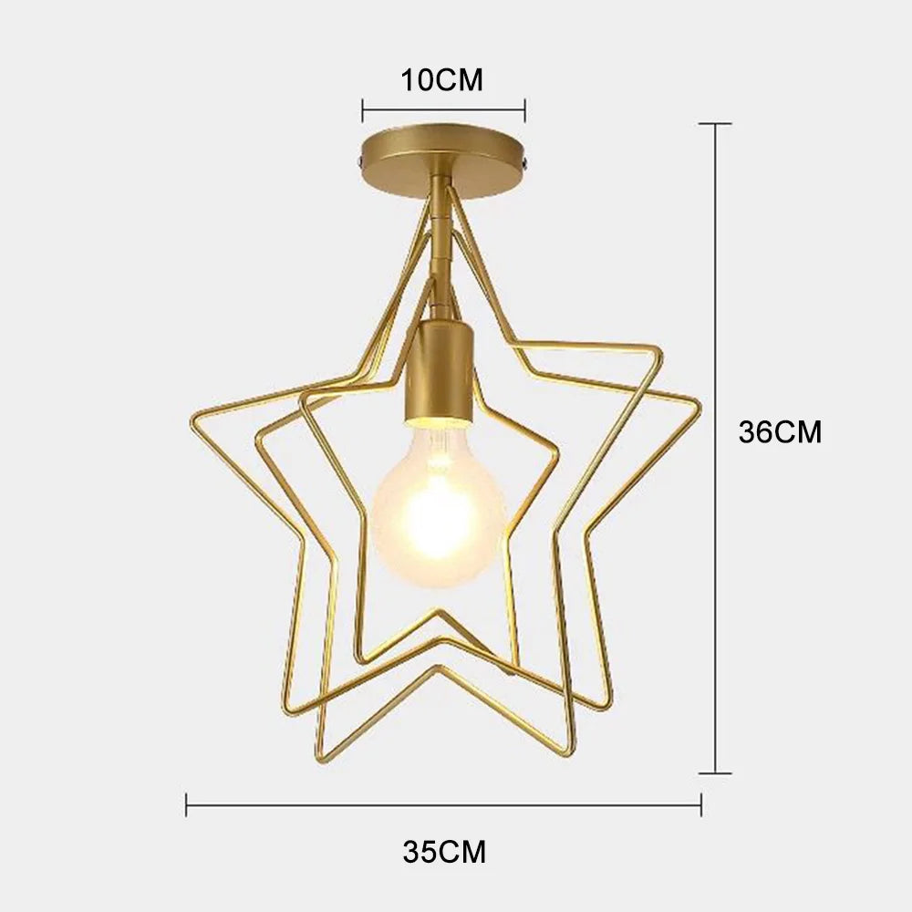 Luminária de Teto Industrial Vintage E27 — Pendente LED Dourado para Bar e Restaurante