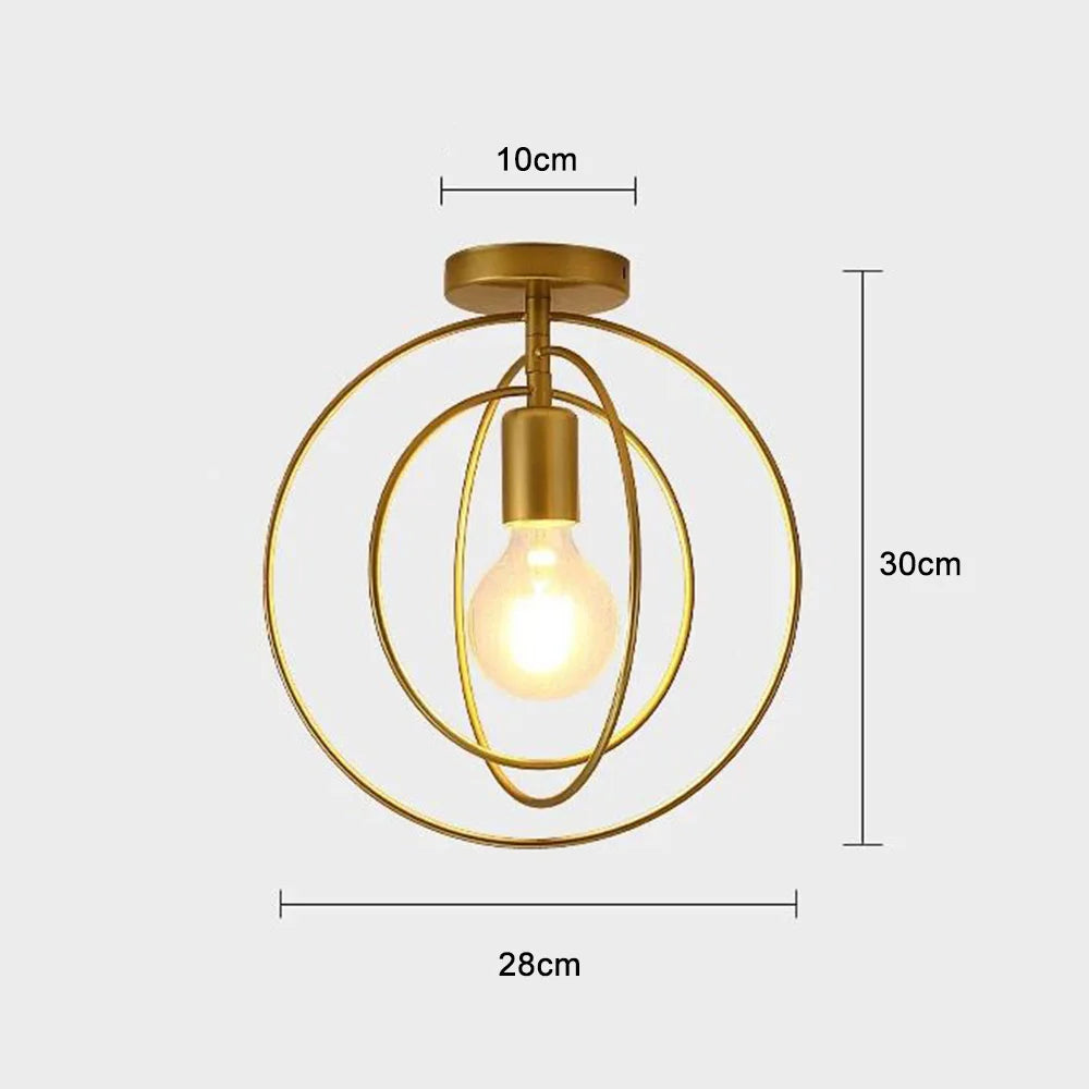 Luminária de Teto Industrial Vintage E27 — Pendente LED Dourado para Bar e Restaurante