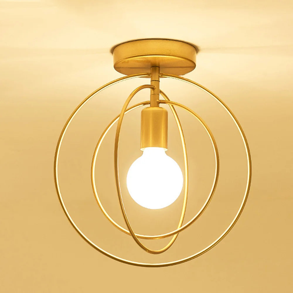 Luminária de Teto Industrial Vintage E27 — Pendente LED Dourado para Bar e Restaurante