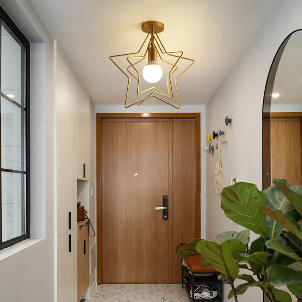 Luminária de Teto Industrial Vintage E27 — Pendente LED Dourado para Bar e Restaurante