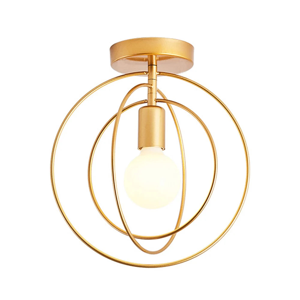 Luminária de Teto Industrial Vintage E27 — Pendente LED Dourado para Bar e Restaurante