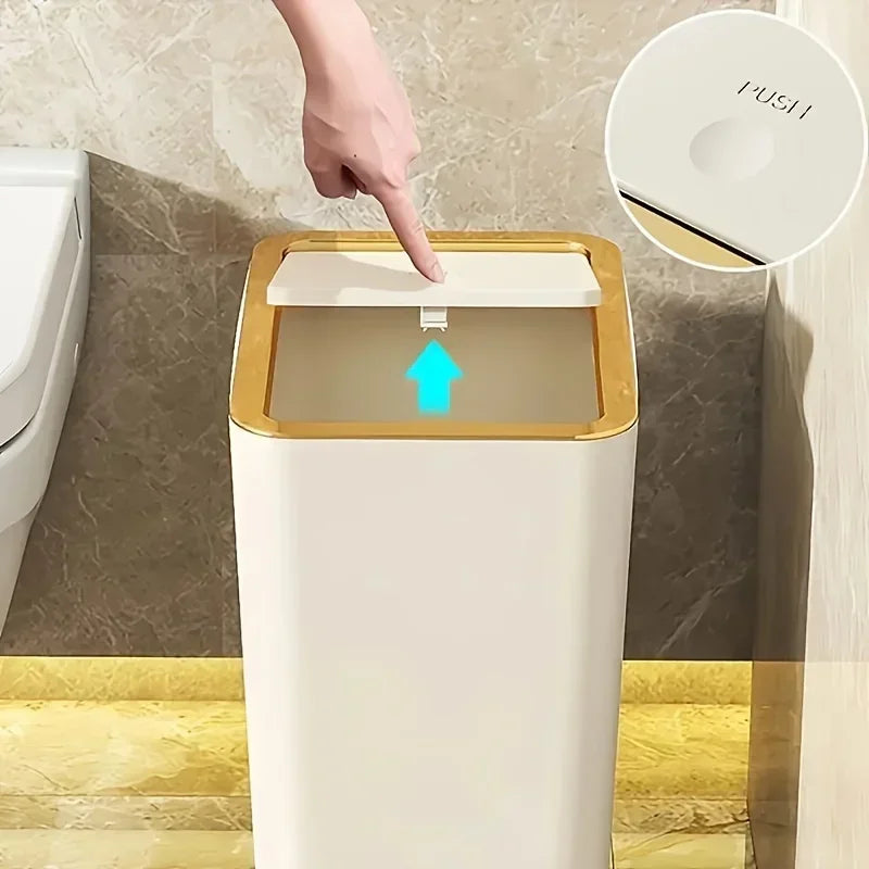 Lixeira Nórdica com Tampa One-Touch e Desodorizante — À Prova D'Água Estilo Escandinavo