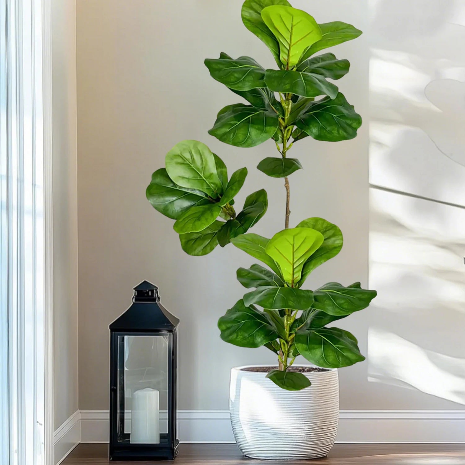 Ficus Lyrata Artificial Extra Grande 77 a 135cm — Para Jardim, Varanda e Escritório