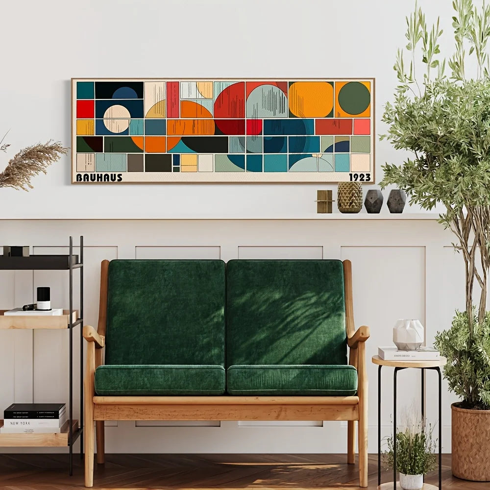 Quadro Decorativo Bauhaus Retrô Japonês — Arte Abstrata Horizontal para Sala