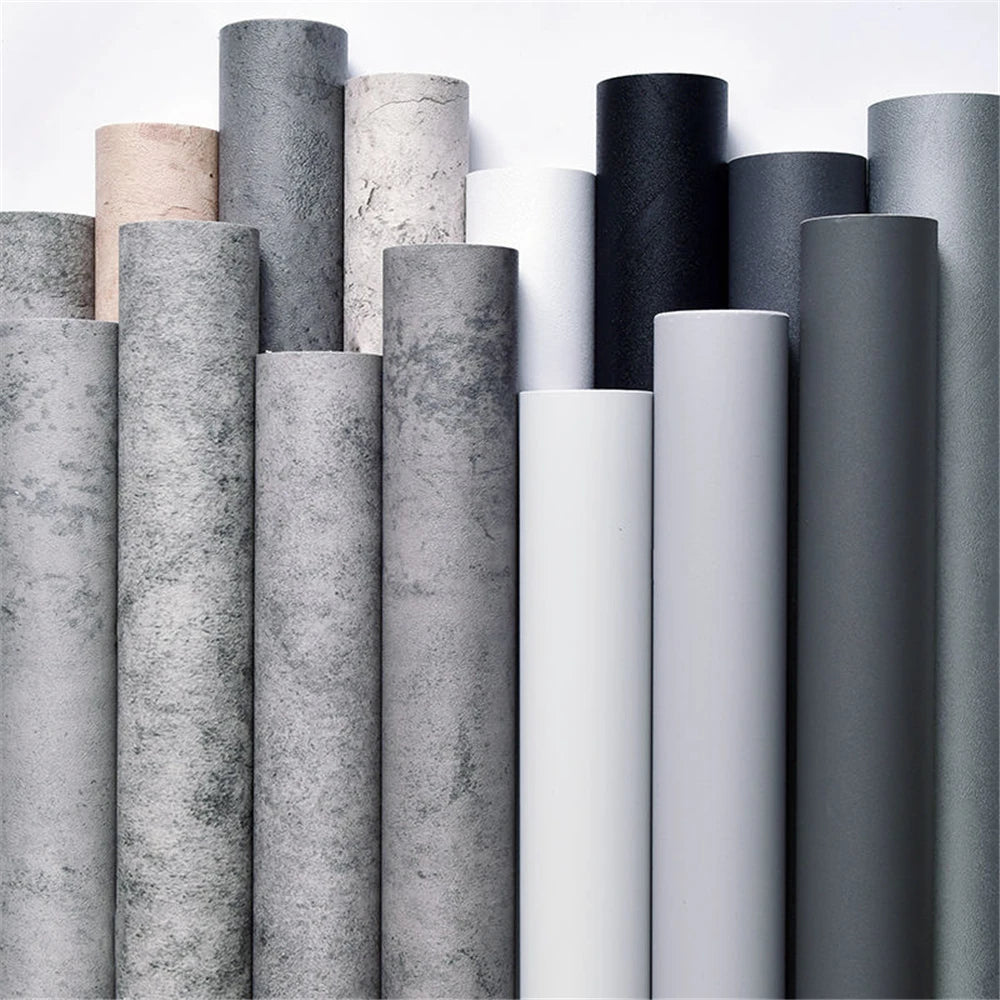 Papel de Parede Cimento Cinza Industrial Autocolante — Estilo Moderno Impermeável para Sala