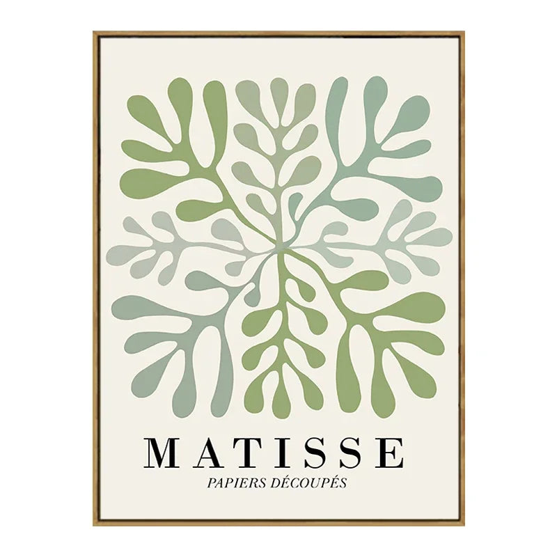 Quadro Decorativo Floral Abstrato Verde — Arte Minimalista Inspirada em Matisse e Picasso