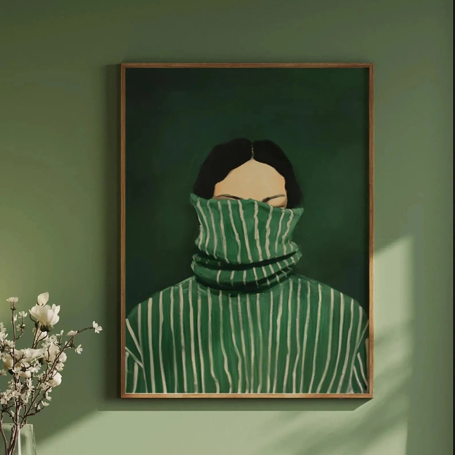 Quadro Decorativo Figuras Verdes Abstratas — Arte Minimalista para Sala
