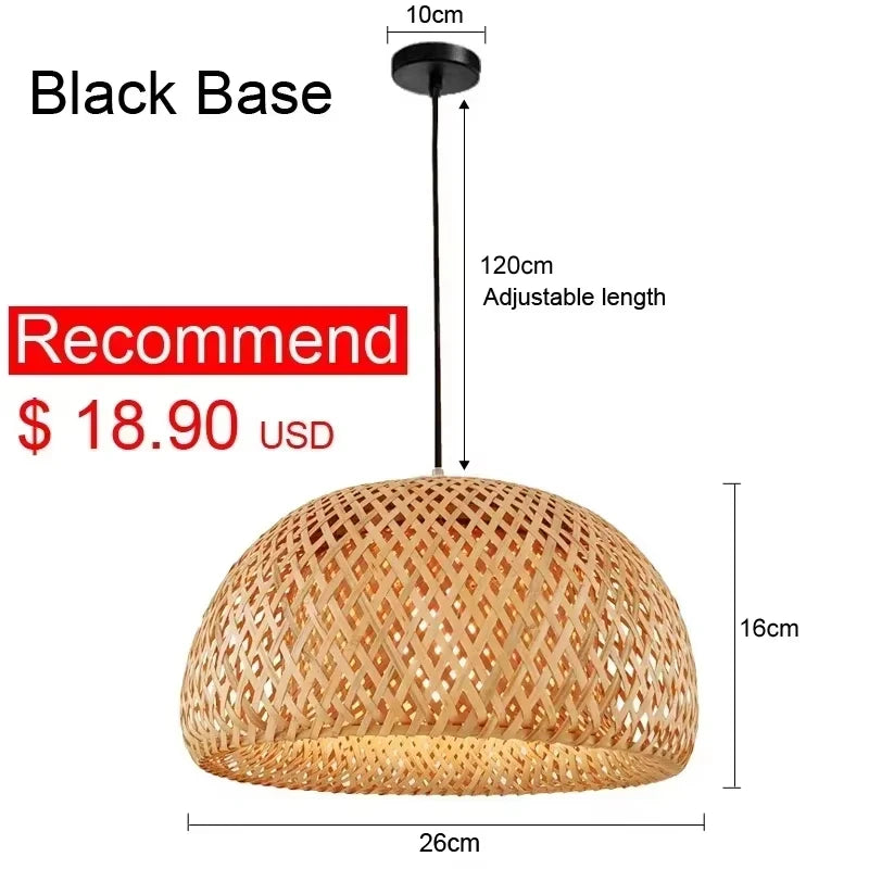Pendente de Bambu Tecido a Mao — Luminaria Artesanal Boho