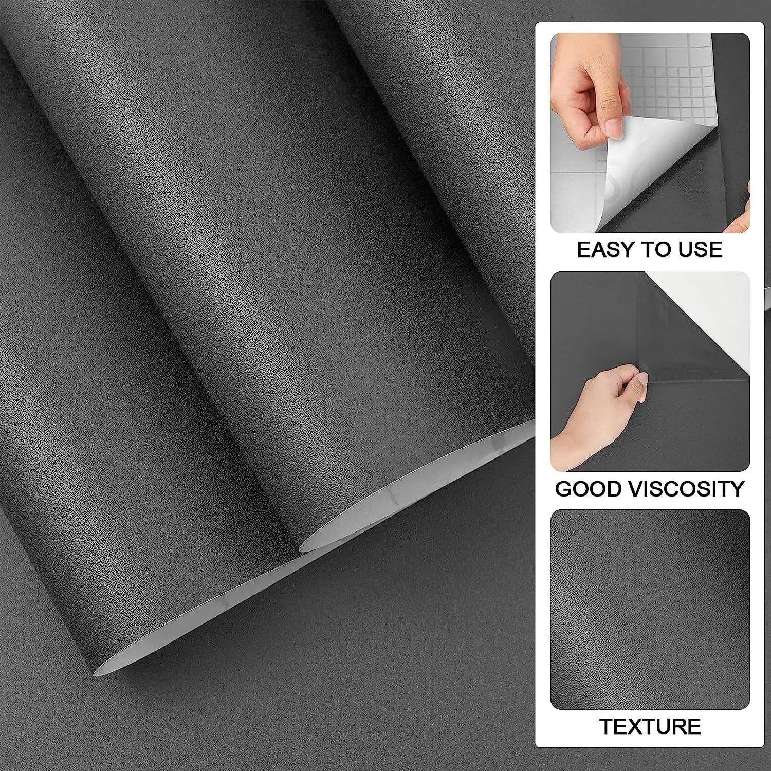 Papel de Parede Adesivo Fosco Cinza, Branco e Preto Vinílico — Autocolante para Sala