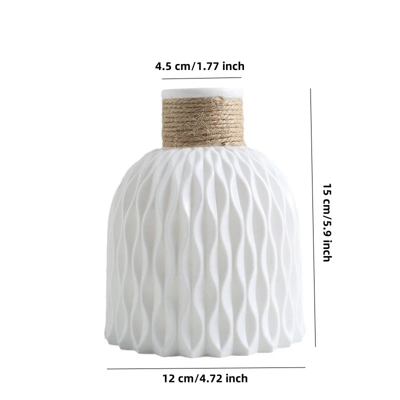 Vaso Plástico Estilo Cerâmica Trançado Abacaxi — Arranjo Floral Criativo Decoração