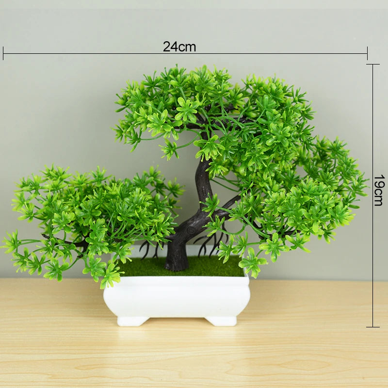 Bonsai Artificial com Vaso e Flores — Mini Árvore Decorativa para Mesa e Escritório