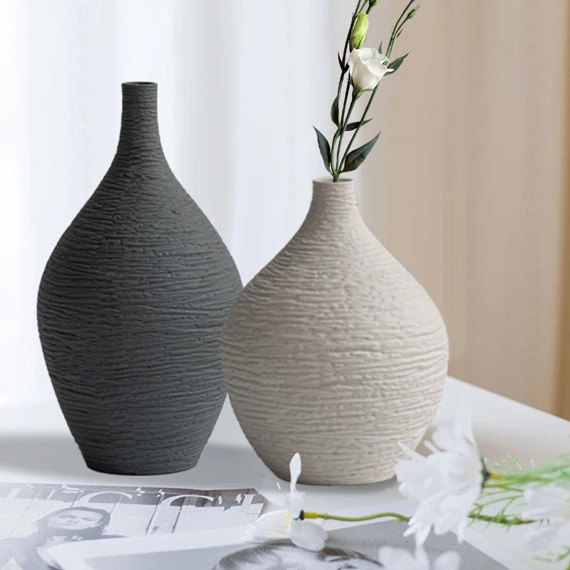 Vaso Cerâmica Nórdico Luxo Boca Estreita — Para Sala, Escritório e Presente
