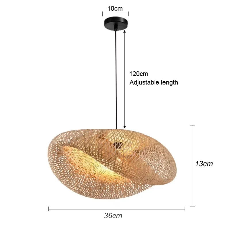 Pendente de Bambu Tecido a Mao — Luminaria Artesanal Boho