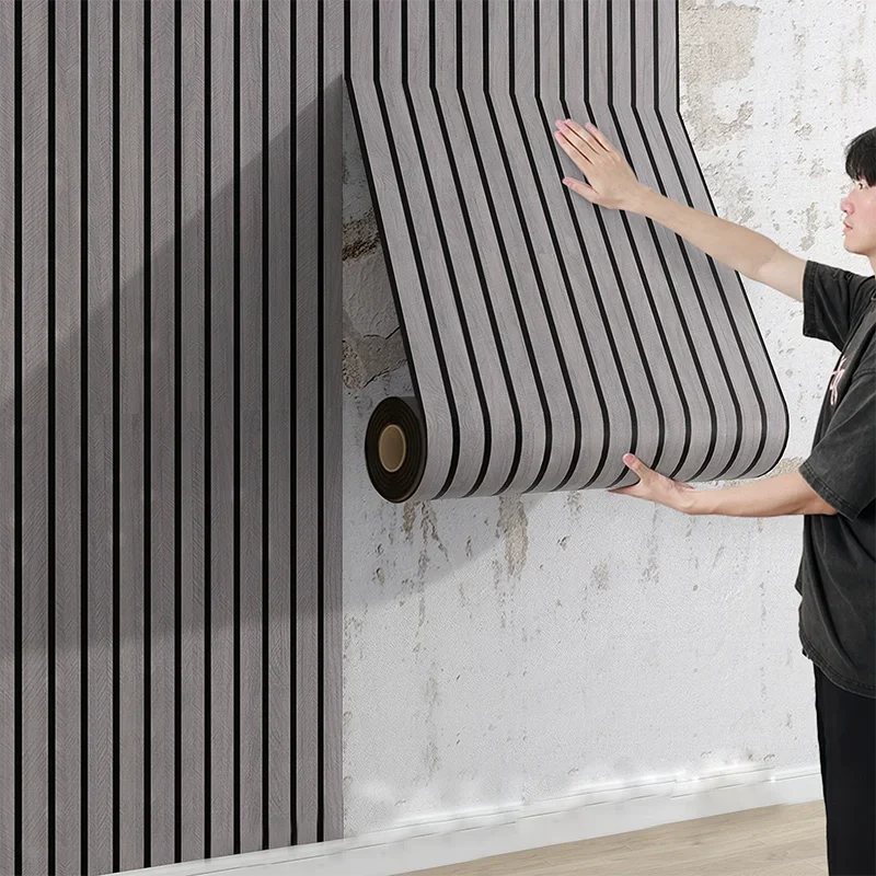 Papel de Parede 3D Grade Geométrica Autocolante — Textura Arquitetônica Impermeável para Sala