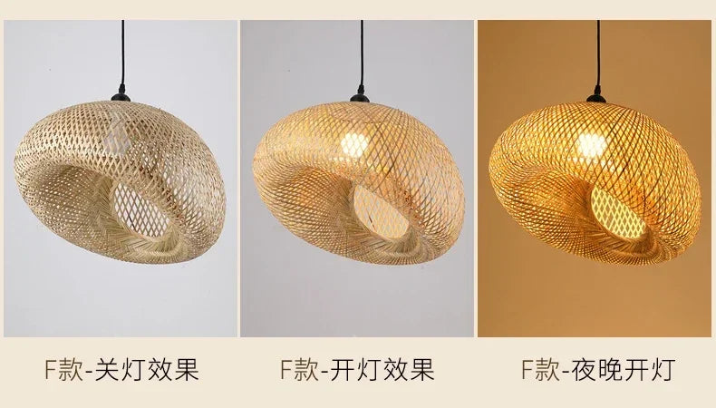 Pendente de Bambu Tecido a Mao — Luminaria Artesanal Boho