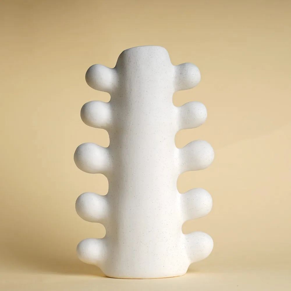 Vaso Cerâmica Sem Esmalte CAPIRON — Branco Boho Nórdico para Flores Secas e Casamento