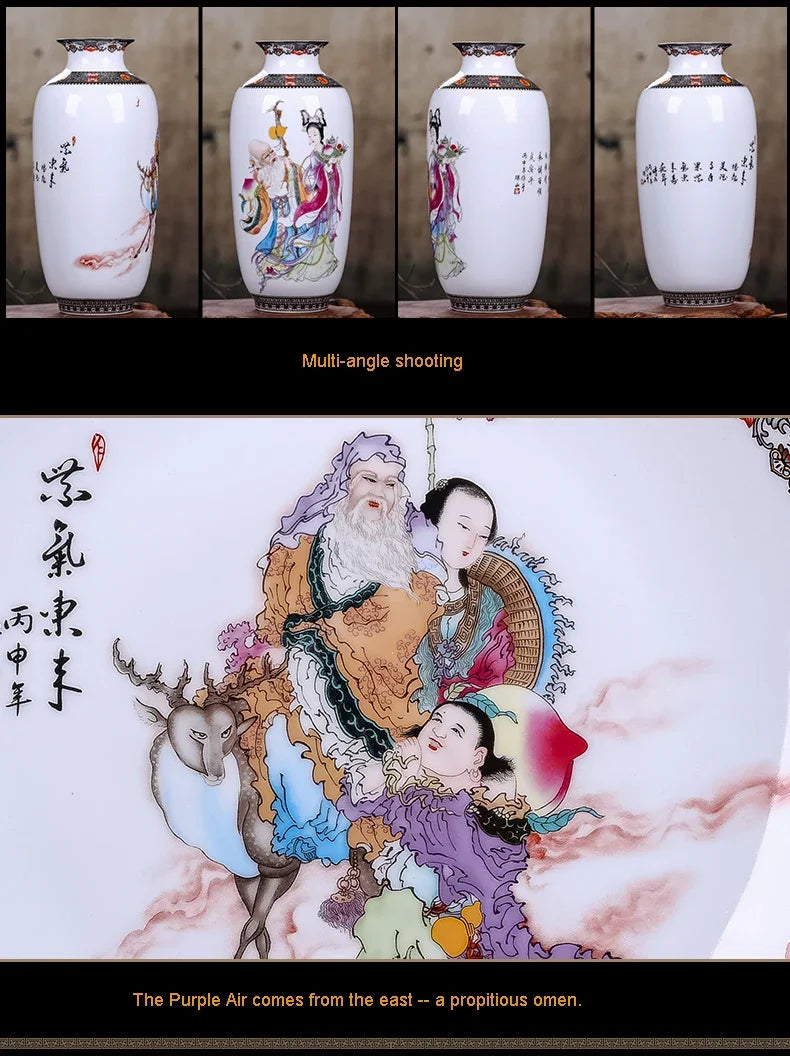 Vaso Cerâmica Jingdezhen Tradicional Chinês — Para Flores e Decoração de Sala