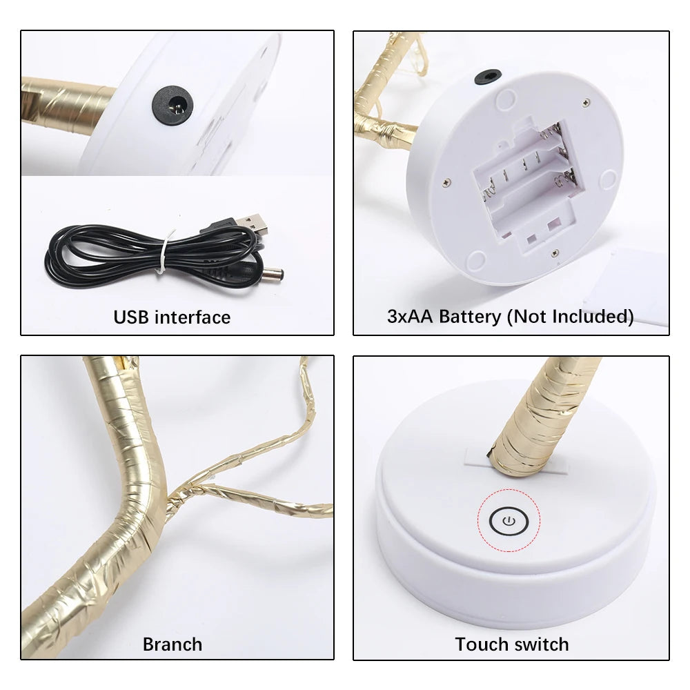 Luminária de Mesa Árvore LED — Decoração com 108 Luzes para Quarto e Festas