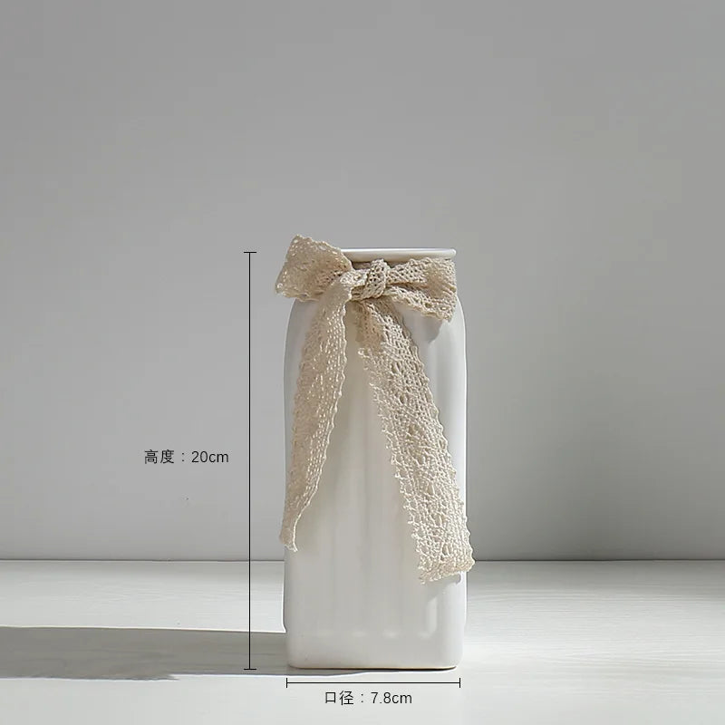 Vaso de Cerâmica Branco Moderno — Para Flores Secas e Hidroponia Sala e Quarto