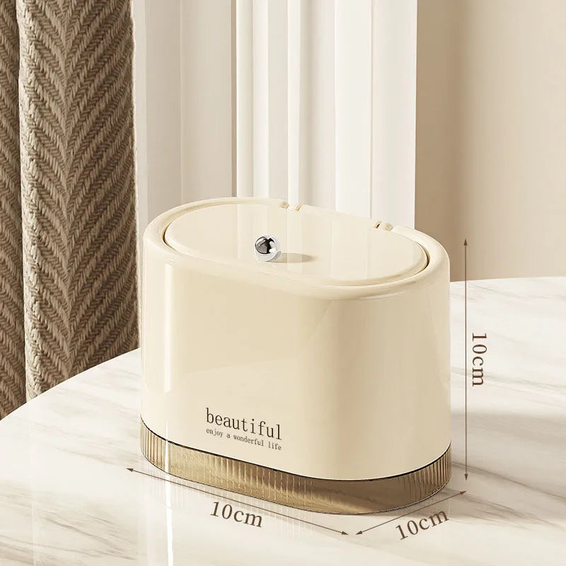 Mini Lixeira de Mesa com Tampa de Pressão — Compacta Multiuso para Escritório e Banheiro