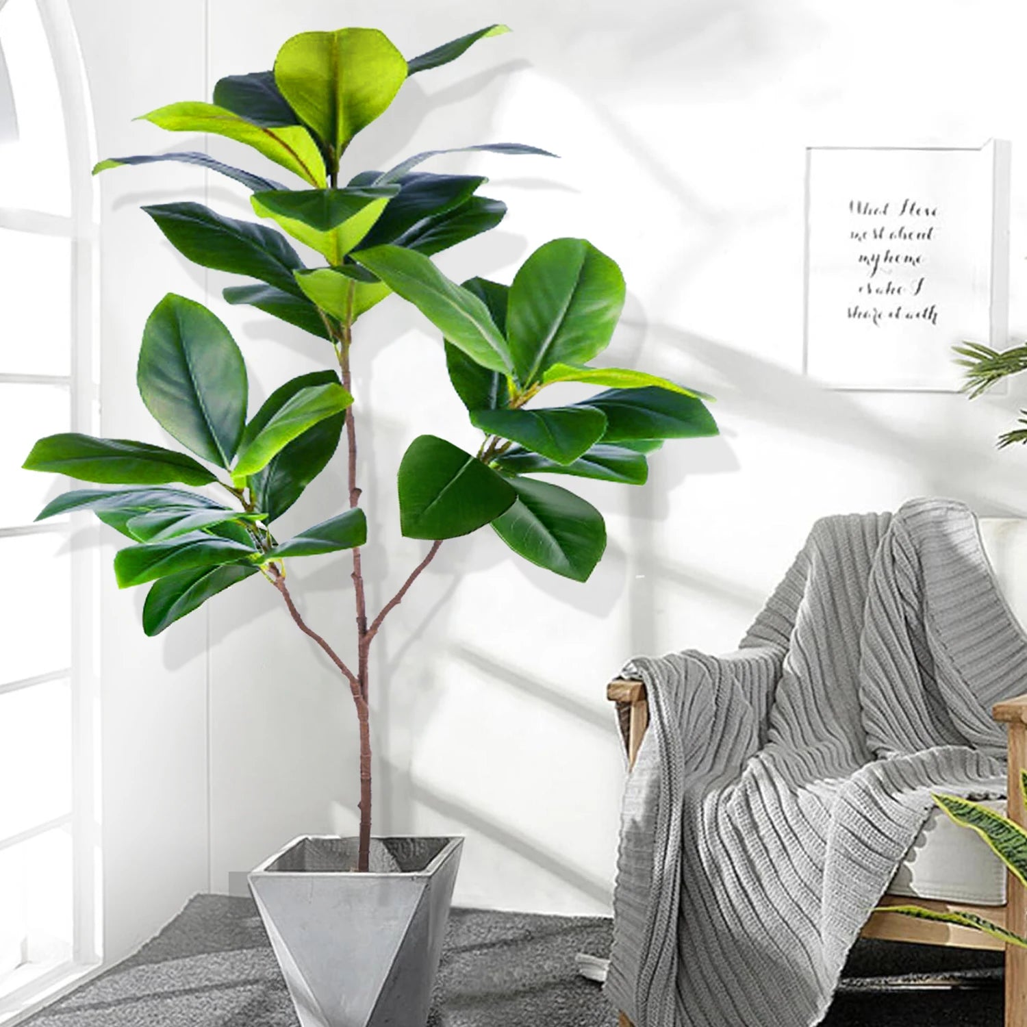 Ficus Lyrata Artificial Extra Grande 77 a 135cm — Para Jardim, Varanda e Escritório