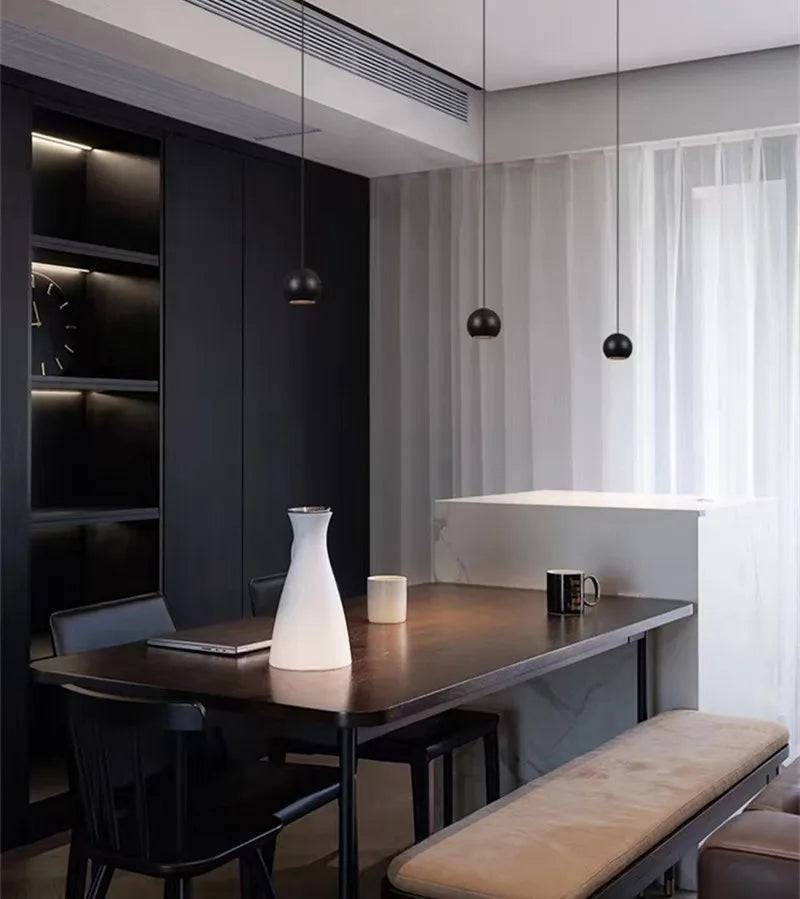 Pendente Esfera Minimalista Nórdico — Luminária Preta e Branca para Bar e Café