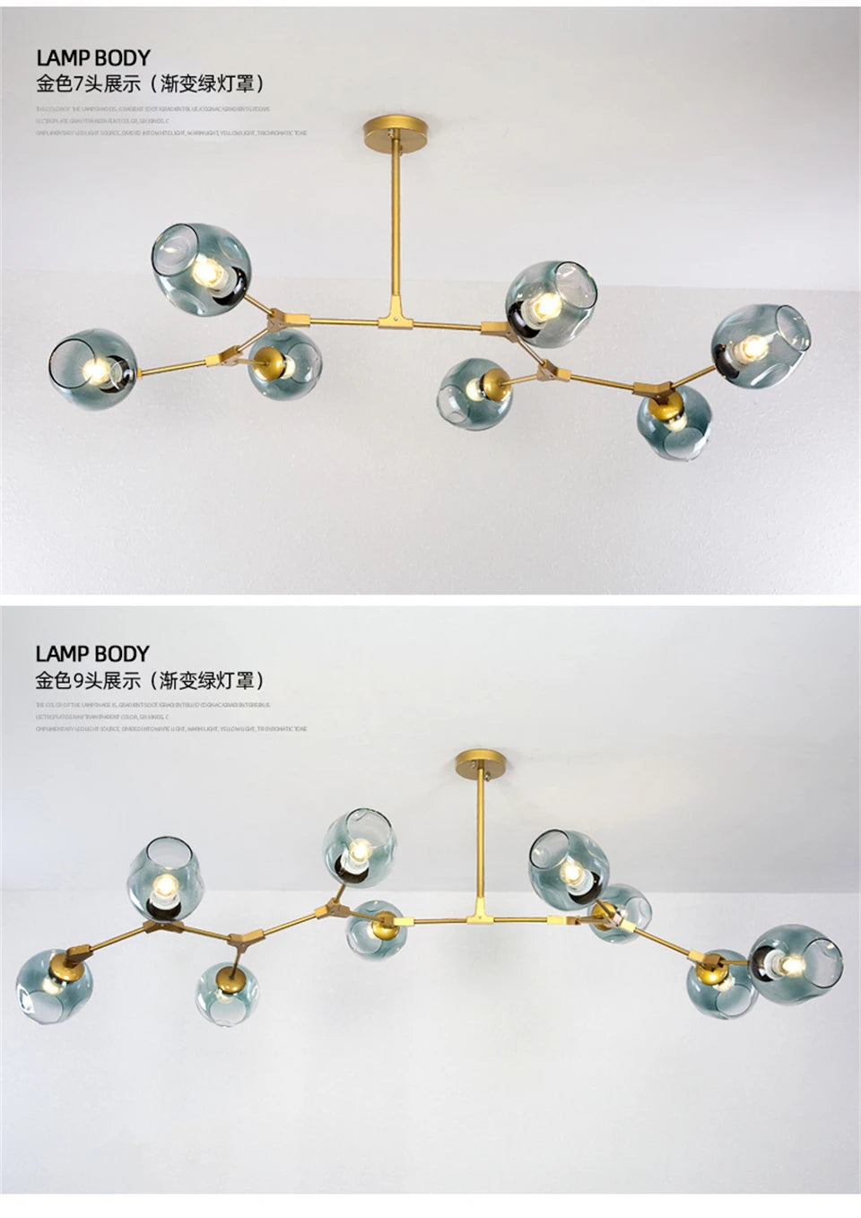 Lustre de Vidro Nórdico Molecular LED — Pendente Moderno para Sala e Cozinha
