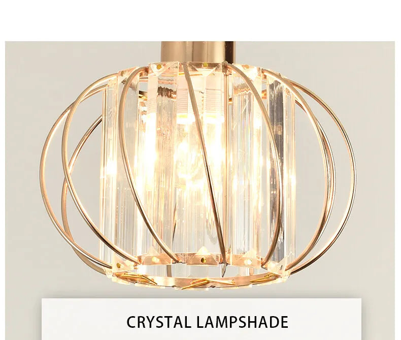 Lustre de Cristal LED Pendente — Luminária Nórdica Preta para Sala de Jantar