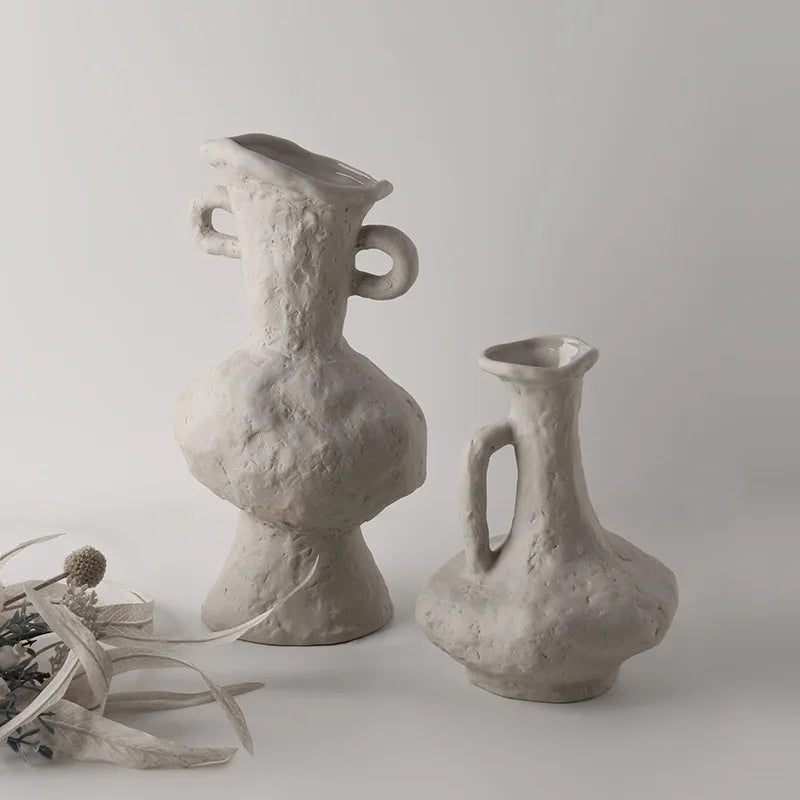 Vaso Cerâmica Branco Nórdico Hidropônico — Minimalista para Mesa, Banheiro e Sala