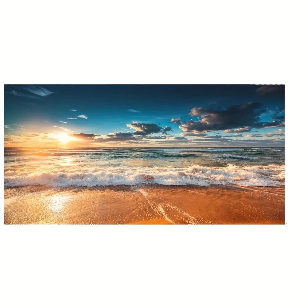Quadro Decorativo Pôr do Sol na Praia — Arte de Paisagem Nórdica para Sala