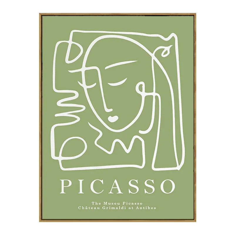 Quadro Decorativo Floral Abstrato Verde — Arte Minimalista Inspirada em Matisse e Picasso